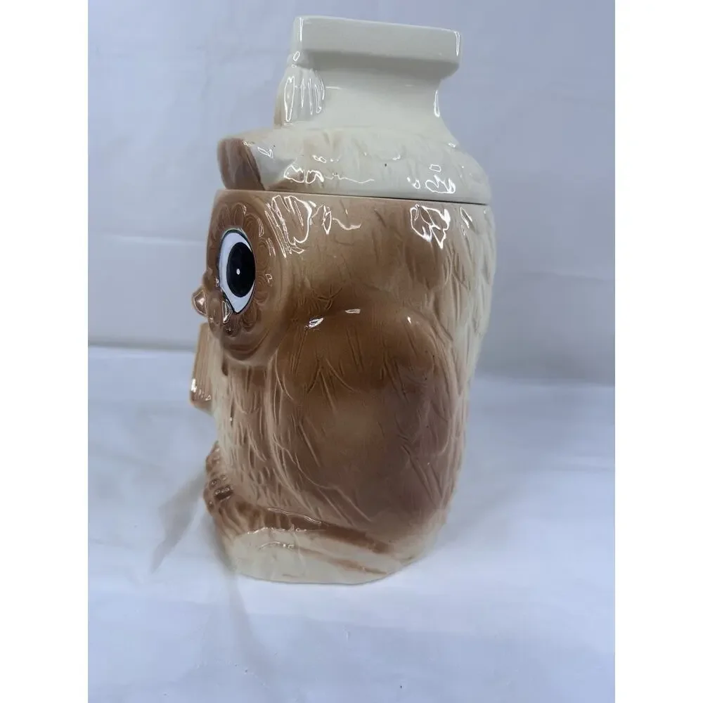 Scholarly Wise Old Owl Cookie Jar MCM Vintage Made in Japan
